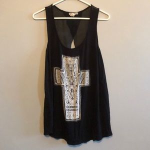 Black cross tank top
